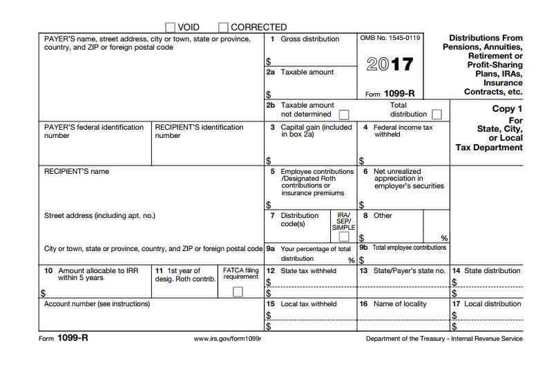 2017 Tax Form 1099-R Tax Form 1099-R
